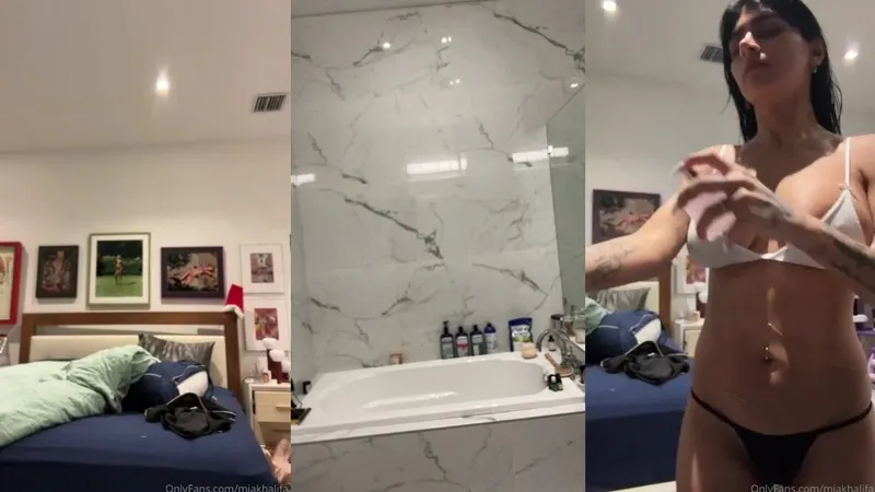 Mia Khalifa Post-Shower Dressing Tease in Lingerie OnlyFans Video