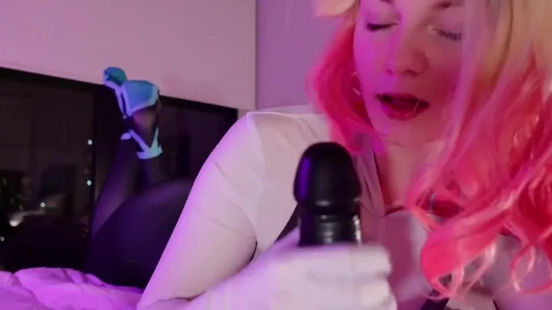 Devdaria gets naughty in a Spider-Girl cosplay as she teases with a black dildo in her solo masturbation video