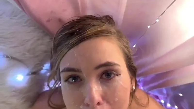 Giving a sloppy blowjob with messy face in POV video