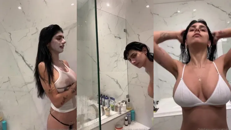 MiaKhalifa OnlyFans exclusive video of Shower Tease in Wet White Lingerie