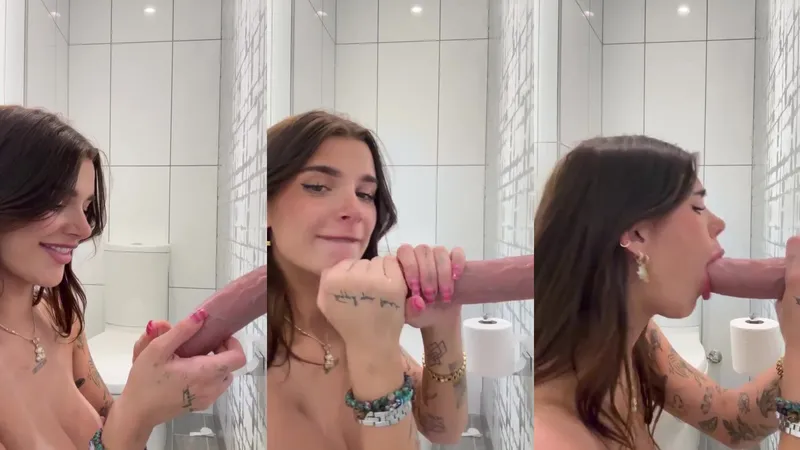 Arikytsya Deepthroats a Wall-Mounted Dildo in POV Bathroom Blowjob Video