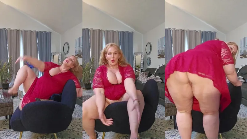 Ursula Andreia aka fantasymilfursula OnlyFans Curvy Goddess Teasing in Red Lingerie and Black Stockings