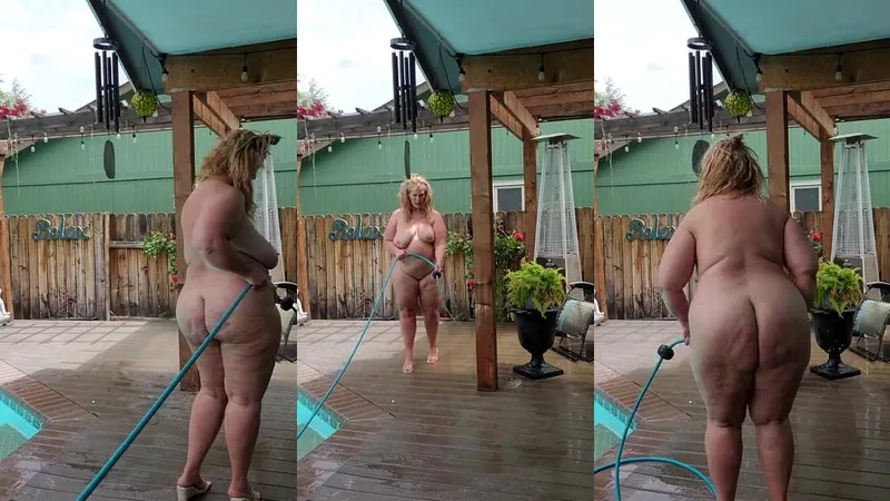 Fantasymilfursula outdoor naked teasing with a hose in this wet and wild OnlyFans video