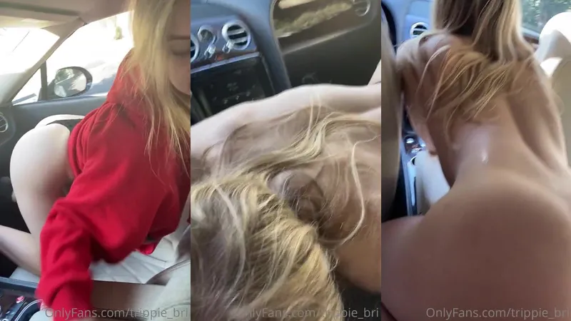 Trippie_bri gives sloppy car blowjob and rides cock passionately in this OnlyFans Leaked Video