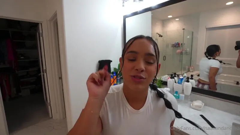 Isaacandandrea OnlyFans video Ebony Petite Cutie teasing her man in plaid skirt before having fun with his cock