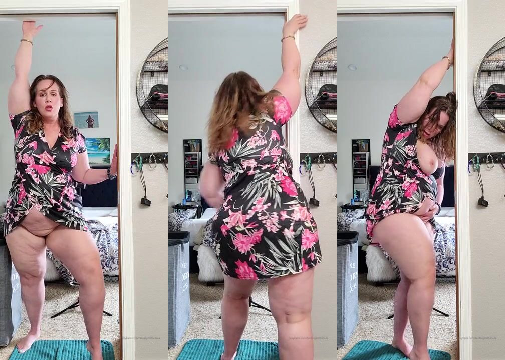 Ursula Andreia Flaunts Her Curves in a Floral Dress While Teasing in Front of the Mirror