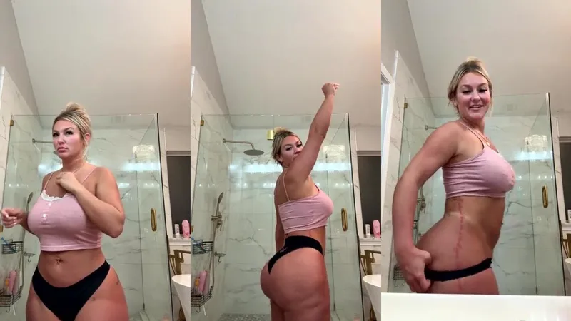 Milkmariedes Teases Her Curvy Body in Pink Lingerie During Live Stream Video