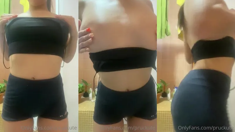 Pruckute Teases in a Tight Black Outfit in this OnlyFans Video Showing her Curves