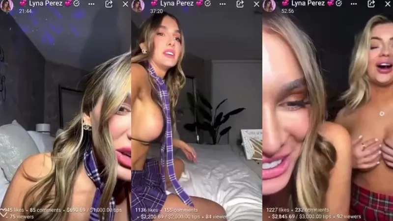 Lyna Perez Live Stream Gives Her Fans A Playful Strip Tease With Full Boobs On Display