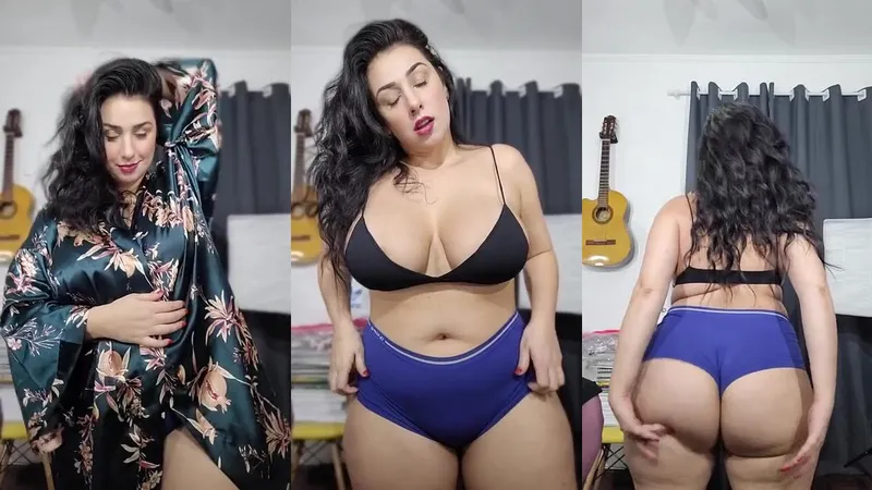 Natali Conti Strips Down to Blue Lingerie Showing Curvy Goddess Body in OnlyFans Video