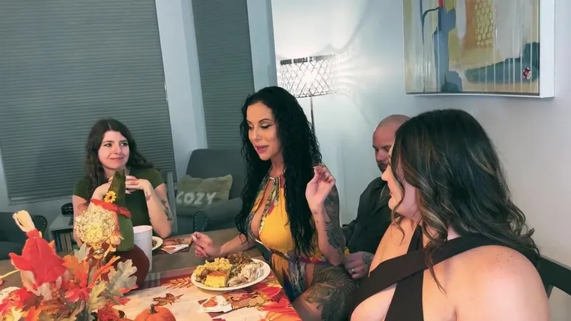 Gionlexi stars in a wild orgy video with multiple partners enjoying hardcore sex on the table