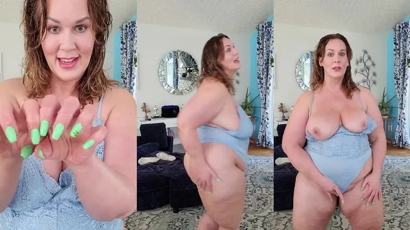 Ursula Andreia aka fantasymilfursula Teases in Blue Lingerie Showing Off Her Curvy Body in Bedroom Video