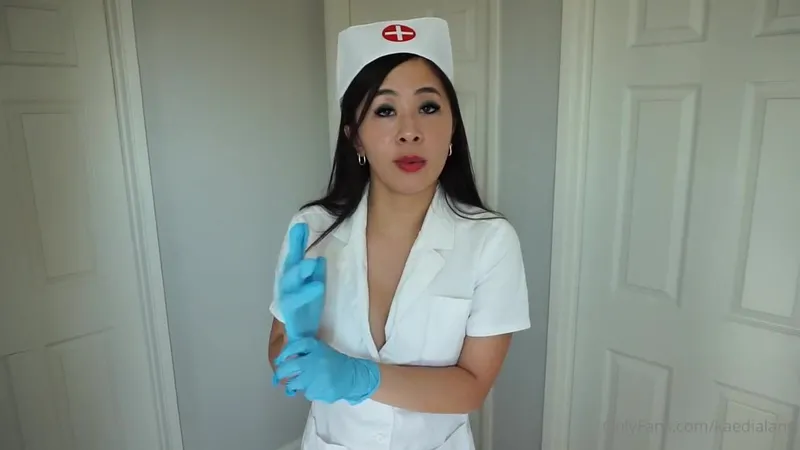 KaediaLang OnlyFans Naughty Nurse JOI Video Performing a messy blowjob on a hard dick