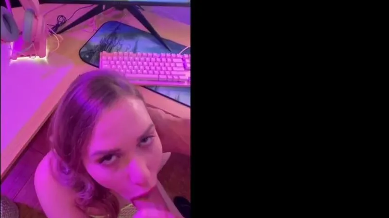 Mia Malkova Gives POV Blowjob While Gaming in Fishnet Bodysuit