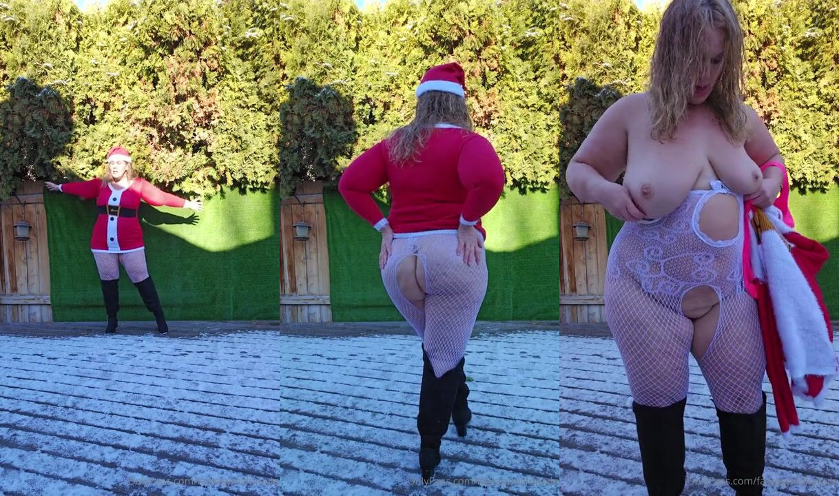 Ursula Andreia aka fantasymilfursula OnlyFans Curvy Goddess Teases in Christmas Lingerie and Fishnet Stockings