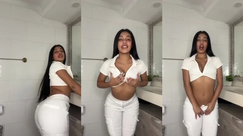 Antoniamackenzie OnlyFans Ebony Petite Cutie Teases in White Crop Top with Buttocks Exposed