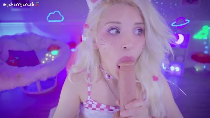 Mycherrycrush Blonde Stunner Teases with Butt Plug and Spreads Her Ass in Neon Lit Room.