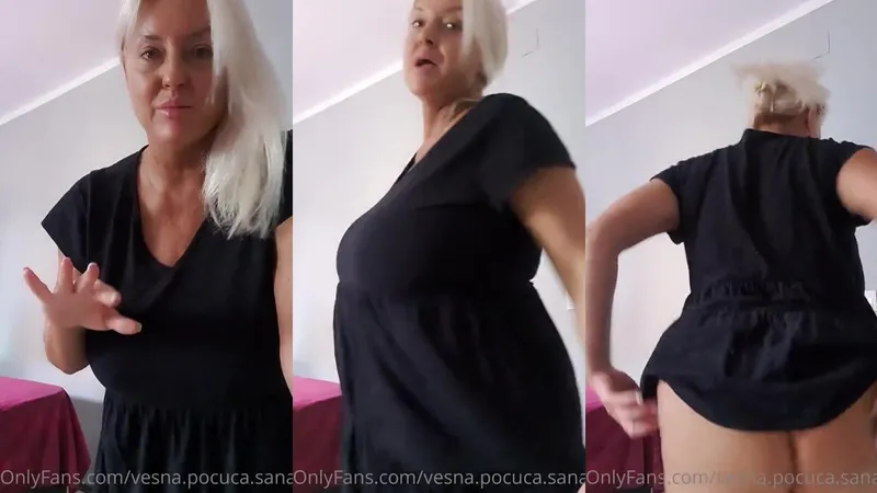 Vesna Pocuca Sana OnlyFans Video - Curvy Goddess in Black Dress Teases Tan Line