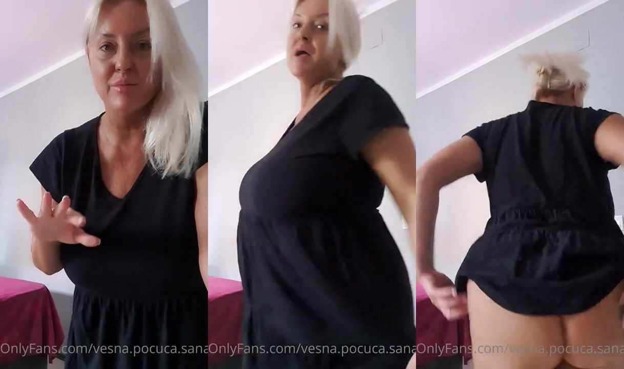 Vesna Pocuca Sana OnlyFans Video - Curvy Goddess in Black Dress Teases Tan Line