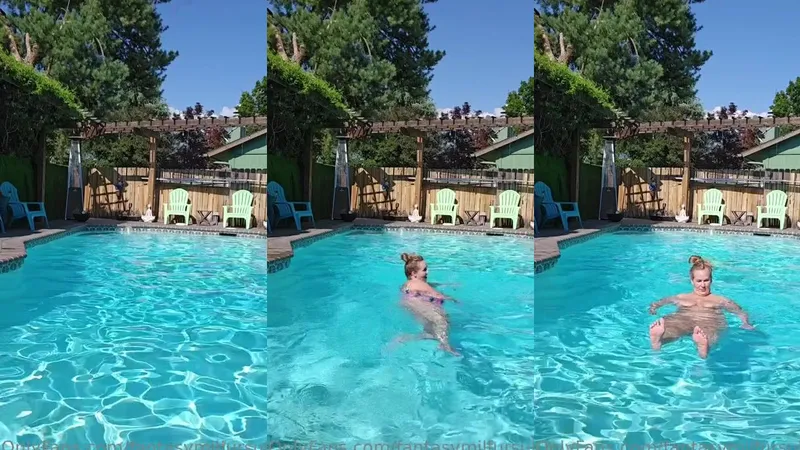 Ursula Andreia aka fantasymilfursula Swims Naked in Her Pool Showing Her Thick Thighs and Juicy Ass in This Teasing Video