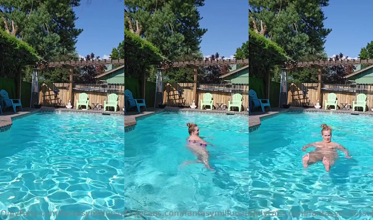 Ursula Andreia aka fantasymilfursula Swims Naked in Her Pool Showing Her Thick Thighs and Juicy Ass in This Teasing Video