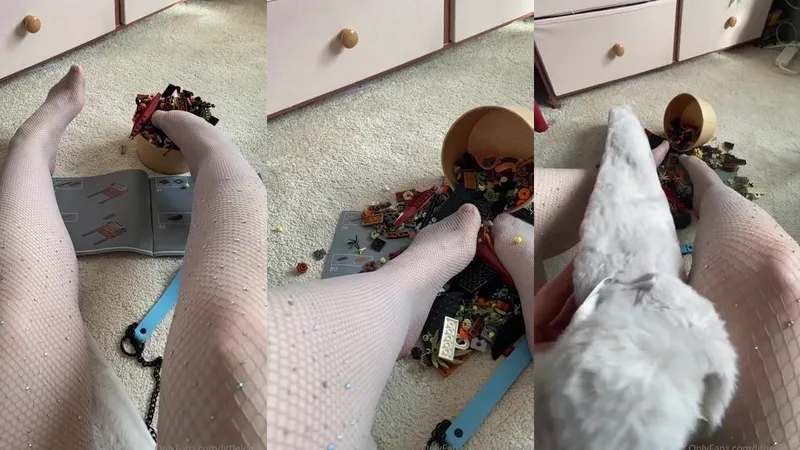 Littlelee69 OnlyFans Video - Solo Feet fetish Video in Pink Stockings with Lego fun