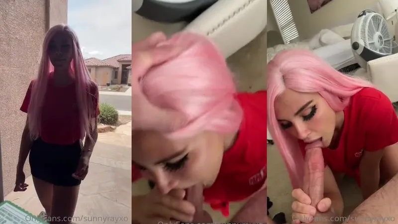 Sunnyrayxo Gives Sloppy Blowjob in POV Pizza Delivery Roleplay Video