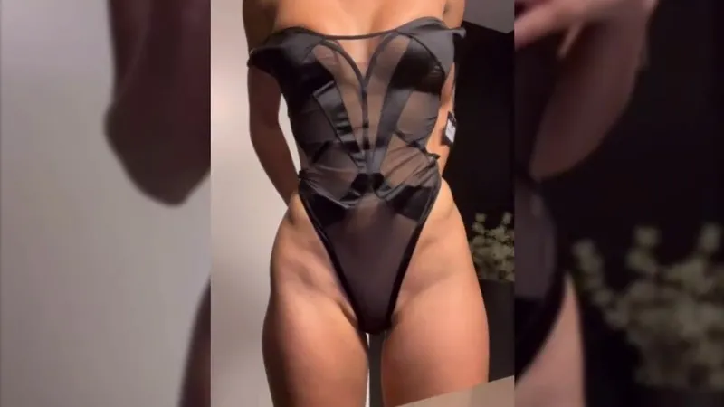 CarolinaSamani OnlyFans Petite Cutie Teasing in a Sheer Bodysuit Striptease Video