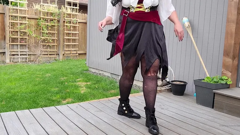 fantasymilfursula Strips Down to Sheer Bodystocking in Outdoor Tease