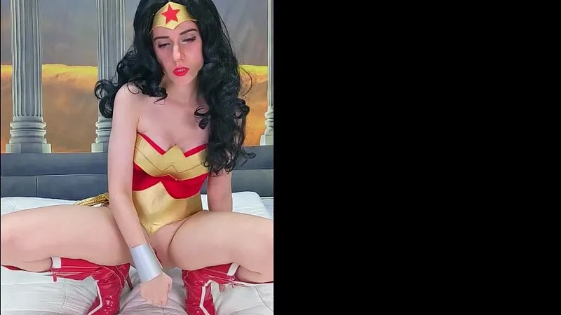 Lana Rain Teases in Wonder Woman Cosplay Dildo Fucking Video