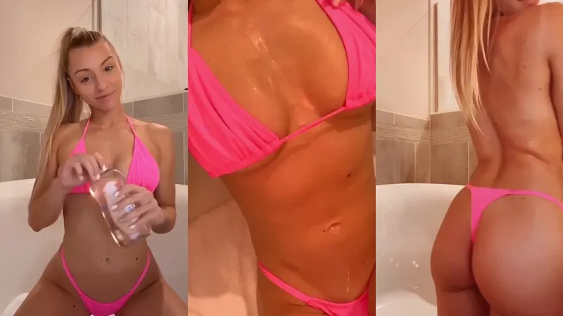 Therealbrittfit Teases in Steamy Nude Bathtub Solo Play Video