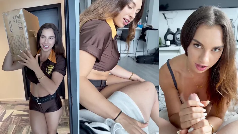 Brattygbaby Teases With A Sloppy Handjob In Delivery Girl Video