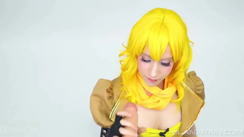 Lana Rain Cosplays Yang Xiao Long And Rides A Black Dildo