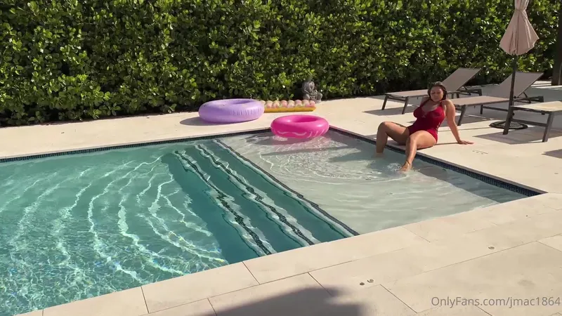 Milanix teases JMac in sun-soaked poolside creampie fuckfest video