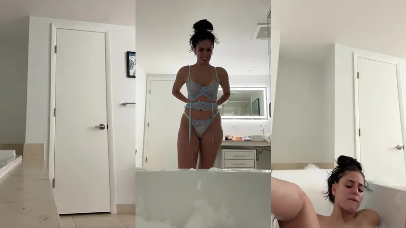 Camilla Araujo Tease Pussy With Monster Dildo In Steamy Bath Tub Video