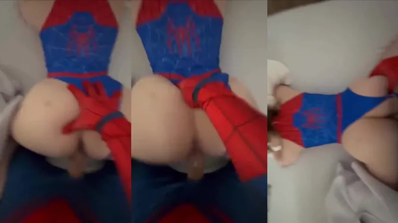 Yololary Teases in Spiderman Suit Doggy Style Fuck Video