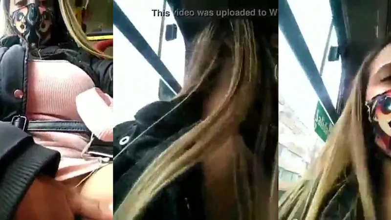 Public Porn Amateur Teasing on the Bus Video