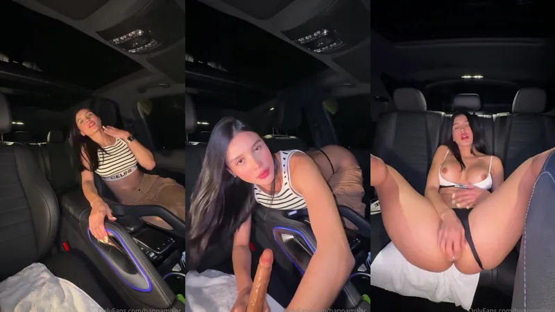 Hanna Miller Teases Pussy with Big Dildo in Backseat Fuck Video