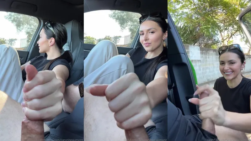 Caryn Beaumont Teases Cock in Public Parking Lot Handjob Video With Messy Facial