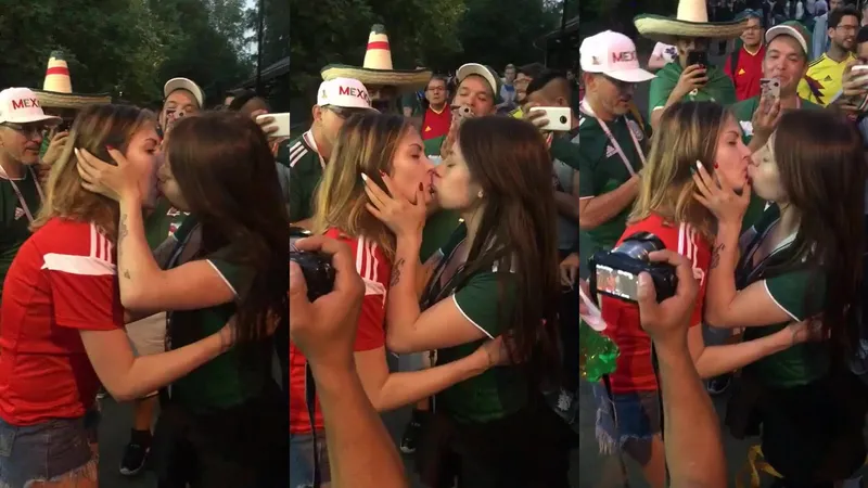 Torcedoras lesbians tease with steamy World Cup 2018 kissing video