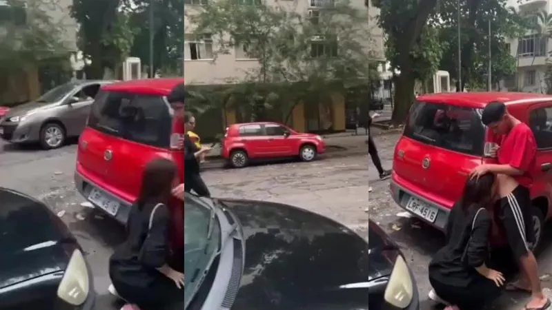 Novinha Noiva Eagerly Deepthroats Cock in Public Street Video