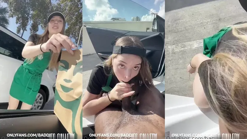 IzzySwallows Deepthroats BBC in Public Starbucks Video