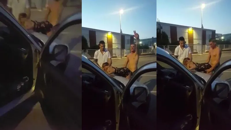 Blonde Spinner Luna Lisboa Teasing Two Hung Studs in Public Video