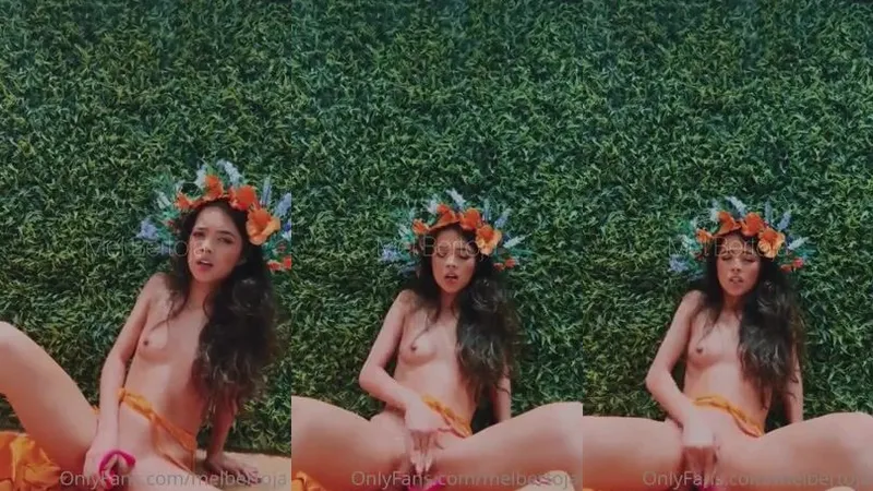 Mel Bertoja naked rubbing her clit and having an intense orgasm in new video