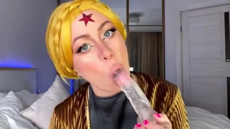 Atomic Heart Cosplay Babe Deepthroats Dildo in Amateur Video