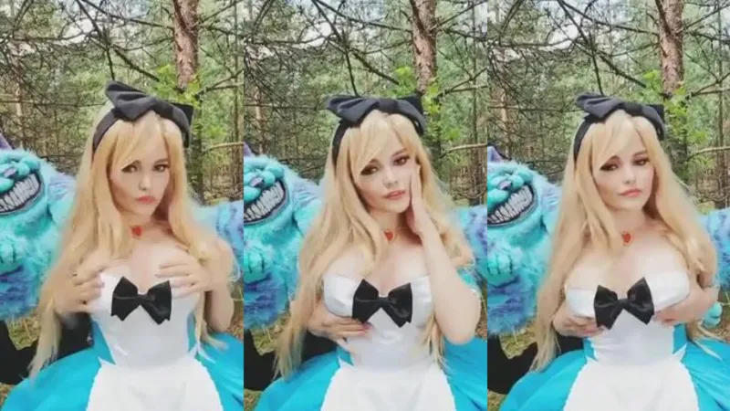 Alice Wonderland Cosplay Slut Brunette Tease Big Tits Big Ass in Hardcore Fuck Video