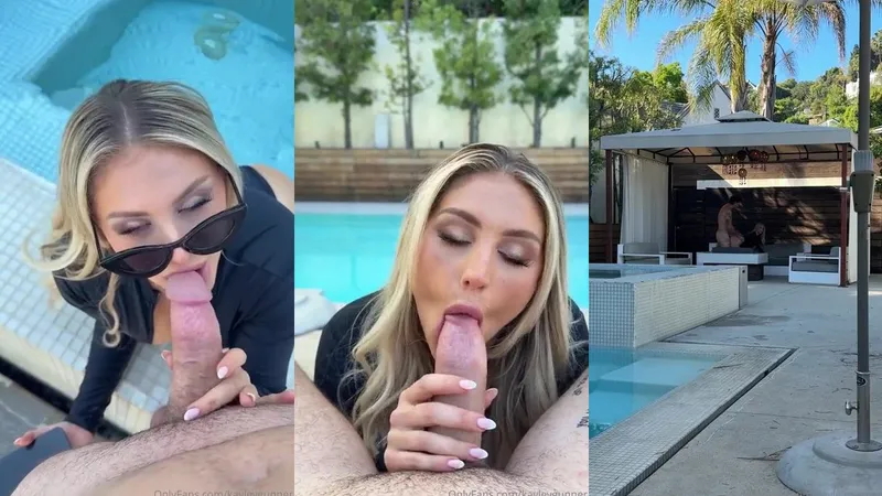Kayley Gunner Teases Cock Poolside Then Swallows Facial in Leaked Video