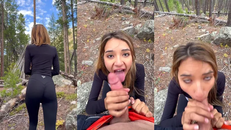 Veronica Diaz Takes a Hike and Teases with a Woodland Blowjob Video