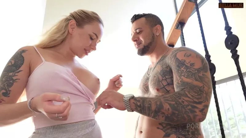 Bella Mur Teases Hard Stairway Pounding From Horny Neighbor in Amateur Video