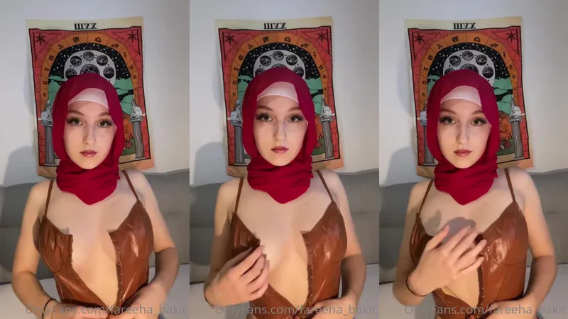 Fareeha Bakir Teases in Hijab and Corset in Leaked OnlyFans Video